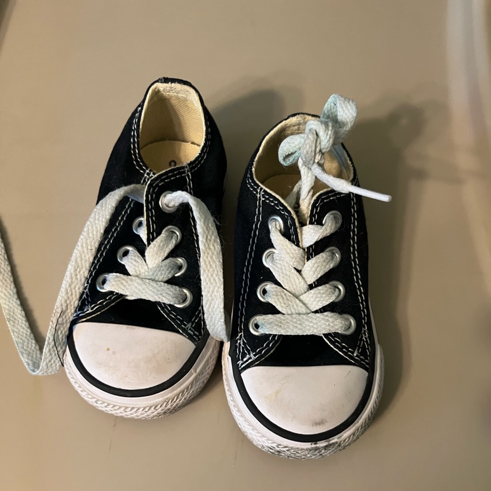 Converse Black and White Canvas Sneakers with Rubber Toe Cap